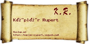 Káplár Rupert névjegykártya
